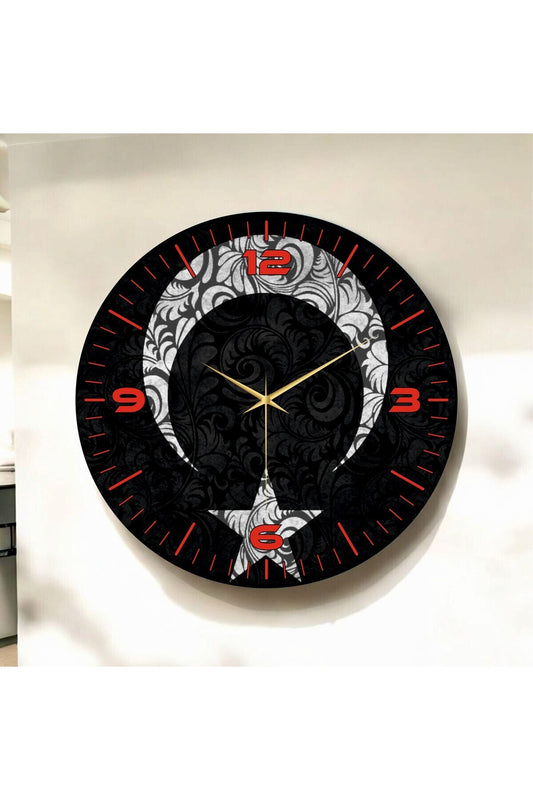 Renkli Baskı Türk Bayrağı Ay Yıldız Desenli Sayılı Hediyelik Ahşap Sessiz Tablo Duvar Saati 45cm