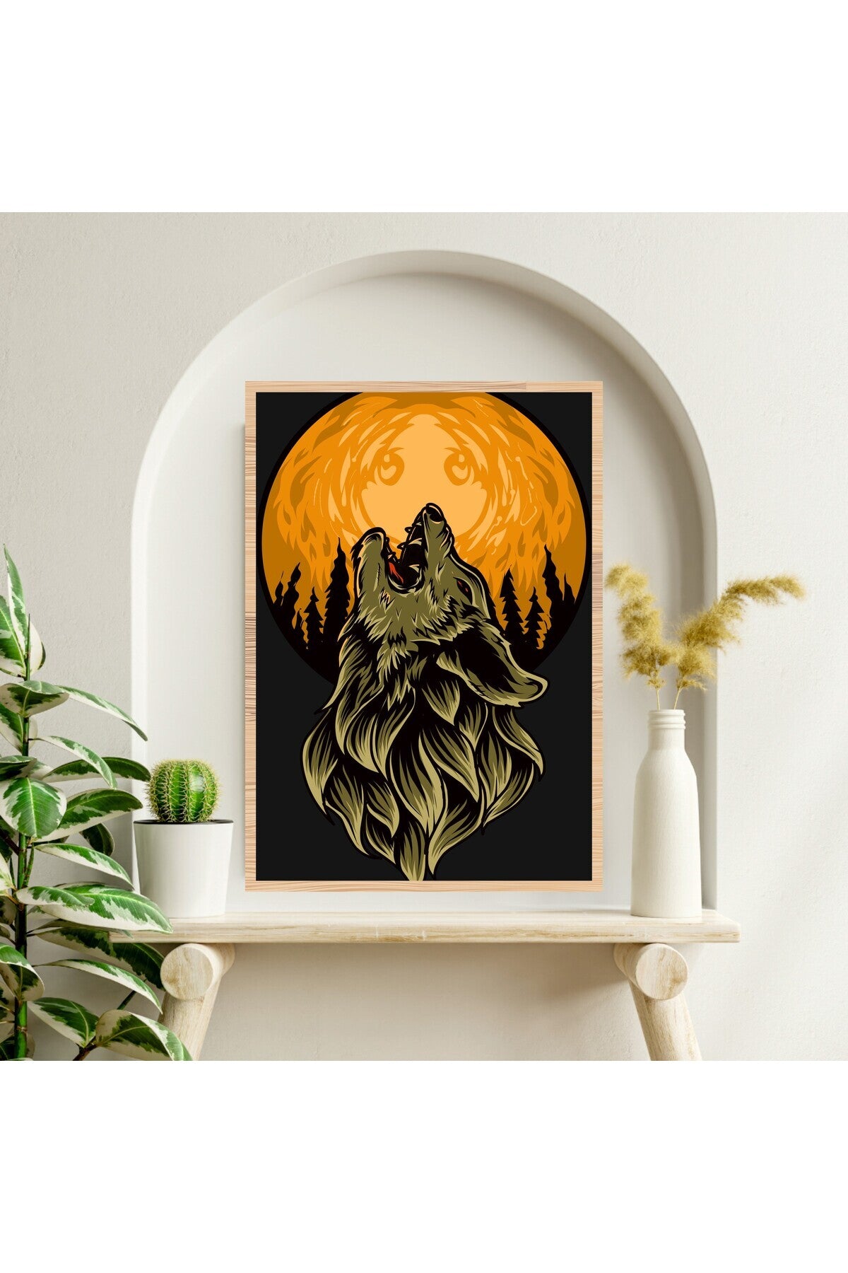 Kurt Hayvan Büyük Boy Renkli Solmaz Kaliteli Baskı Çerçeve Görünümlü MDF Tablo 70x50cm 241