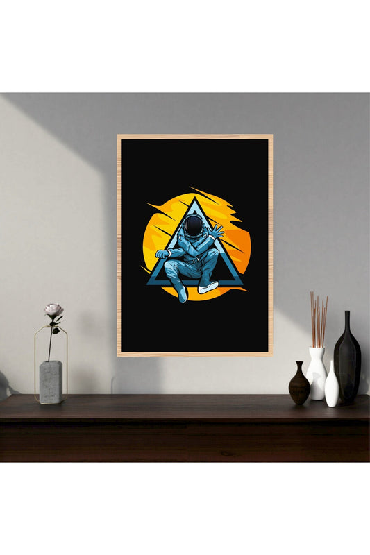 Uzay Astronot Büyük Boy Renkli Solmaz Kaliteli Baskı Çerçeve Görünümlü MDF Tablo 70x50cm 262
