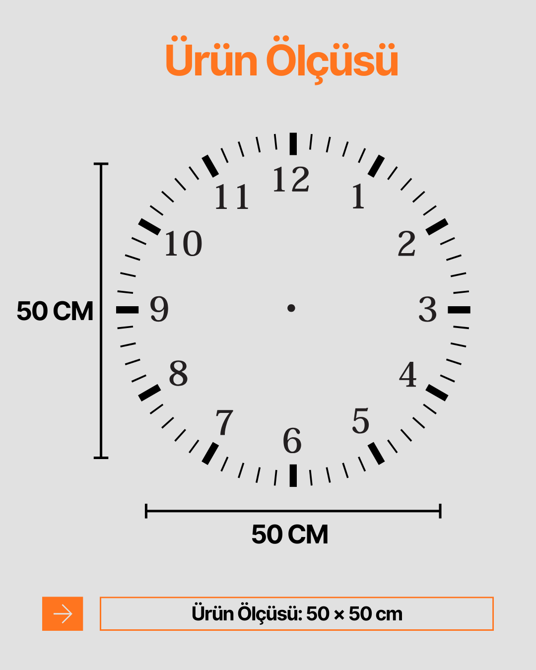 Ahşap Ceviz Mobilya Renk Desenli Hediyelik Sessiz Duvar Saati 50cm