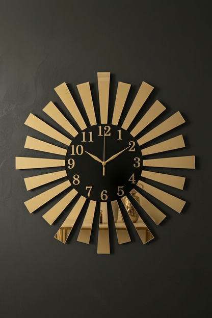 Ahşap Ceviz Mobilya Renk Desenli Hediyelik Sessiz Duvar Saati 50cm