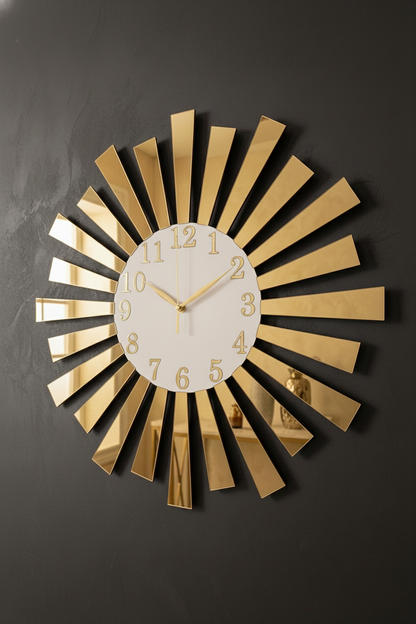 Ahşap Ceviz Mobilya Renk Desenli Hediyelik Sessiz Duvar Saati 50cm