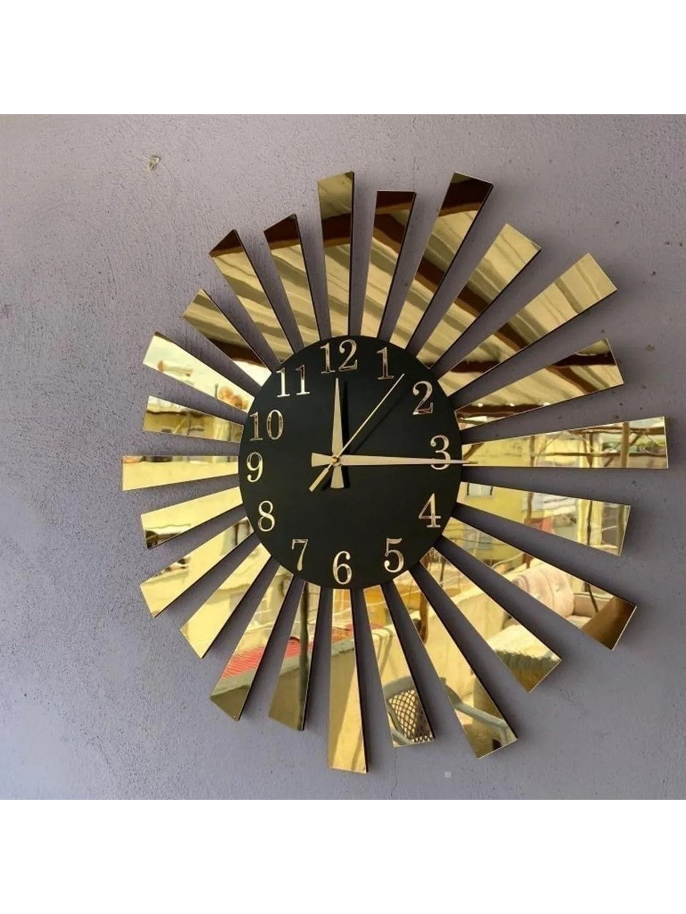 Siyah Gold Aynalı Pleksi Piyano Model Sayılı Ev Hediyelik Duvar Saati