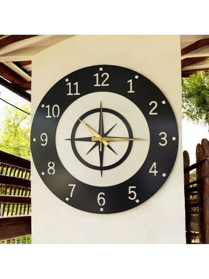 Rota Desenli Ahşap Siyah Renk Gemi Tekne Sayılı Hediyelik Sessiz Duvar Saati 50cm