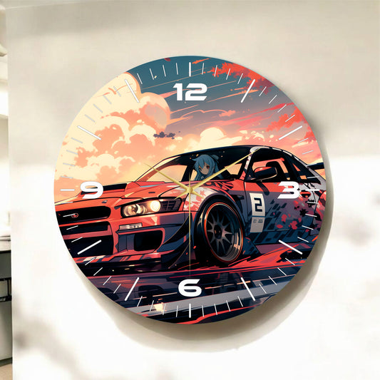 Renkli Baskı Araba Desenli Sayılı Hediyelik Ahşap Sessiz Tablo Duvar Saati