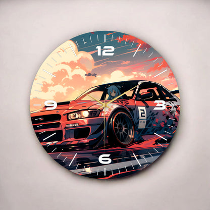 Renkli Baskı Araba Desenli Sayılı Hediyelik Ahşap Sessiz Tablo Duvar Saati