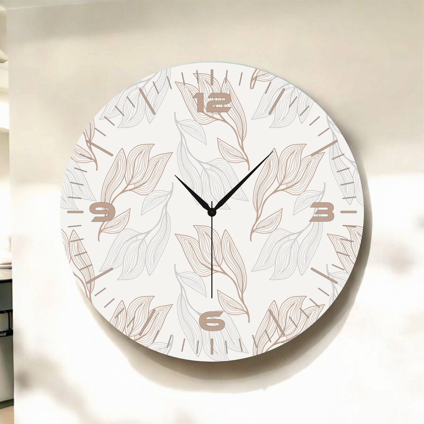 Renkli Baskı Desenli Sayılı Hediyelik Ahşap Sessiz Tablo Duvar Saati 45cm