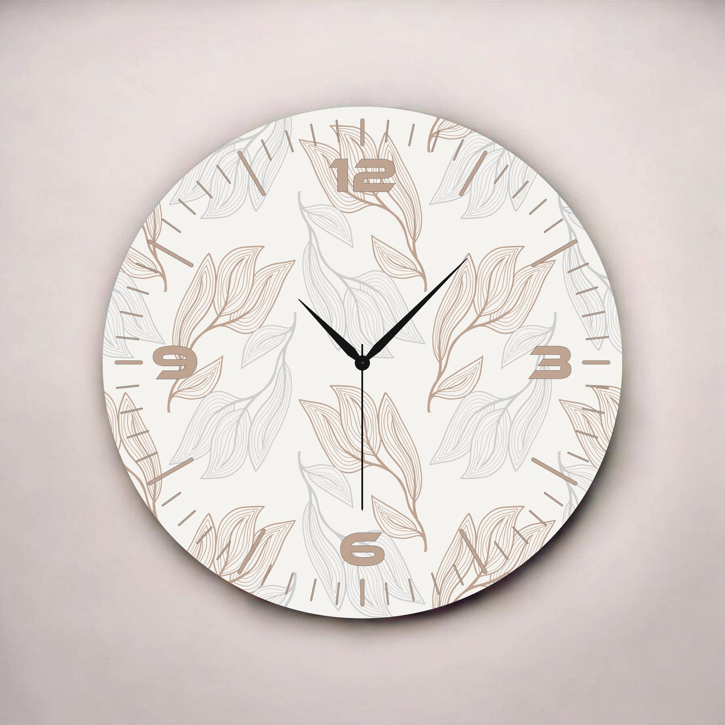 Renkli Baskı Desenli Sayılı Hediyelik Ahşap Sessiz Tablo Duvar Saati 45cm