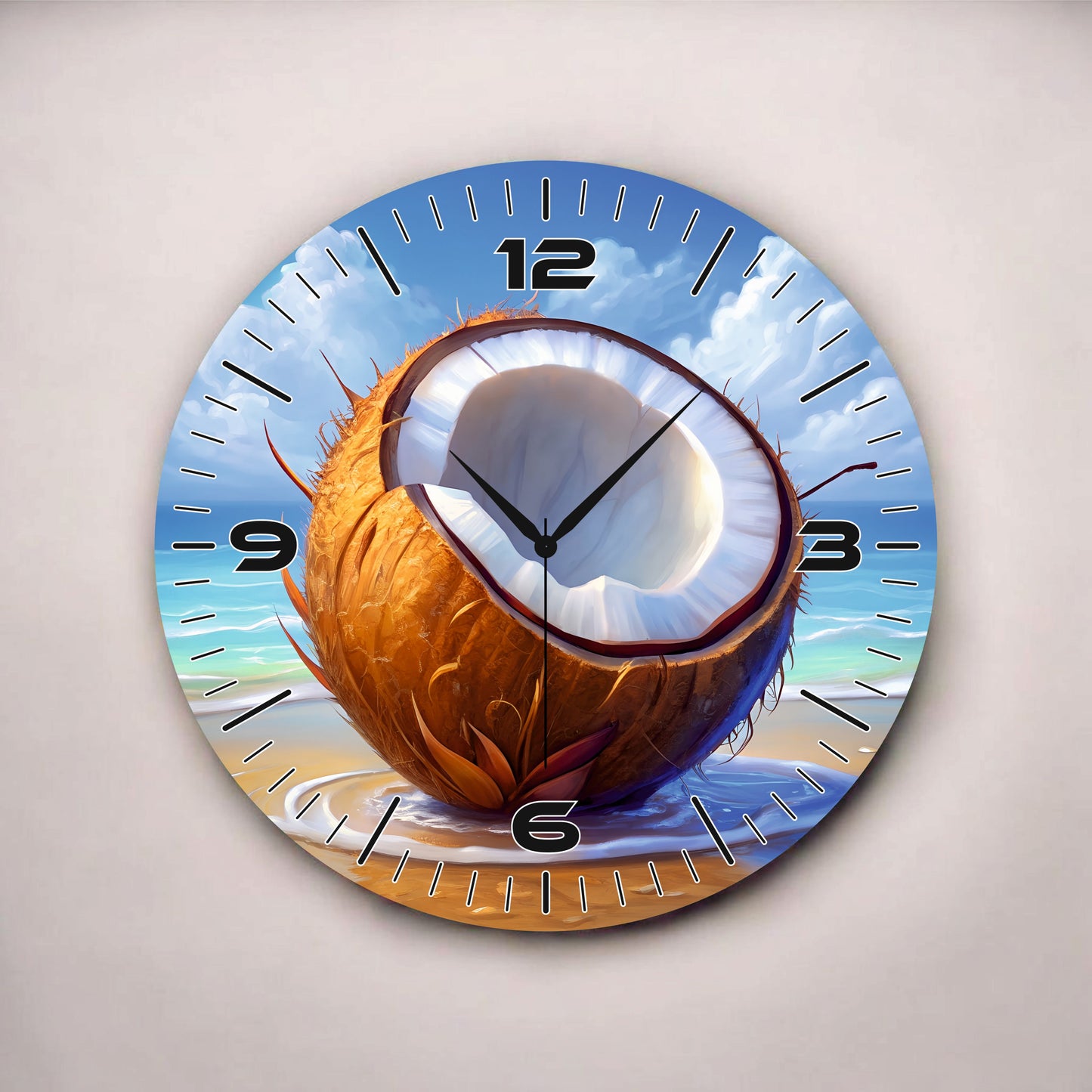 Renkli Baskı Desenli Sayılı Hediyelik Ahşap Sessiz Tablo Duvar Saati