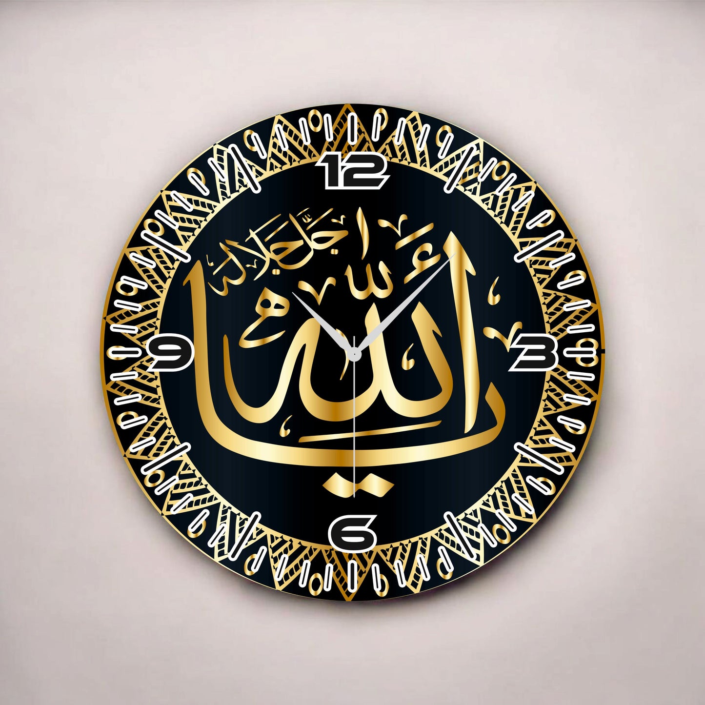 Renkli Baskı Dini Desenli Sayılı Hediyelik Ahşap Sessiz Tablo Duvar Saati