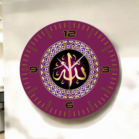 Renkli Baskı Dini Desenli Sayılı Hediyelik Ahşap Sessiz Tablo Duvar Saati