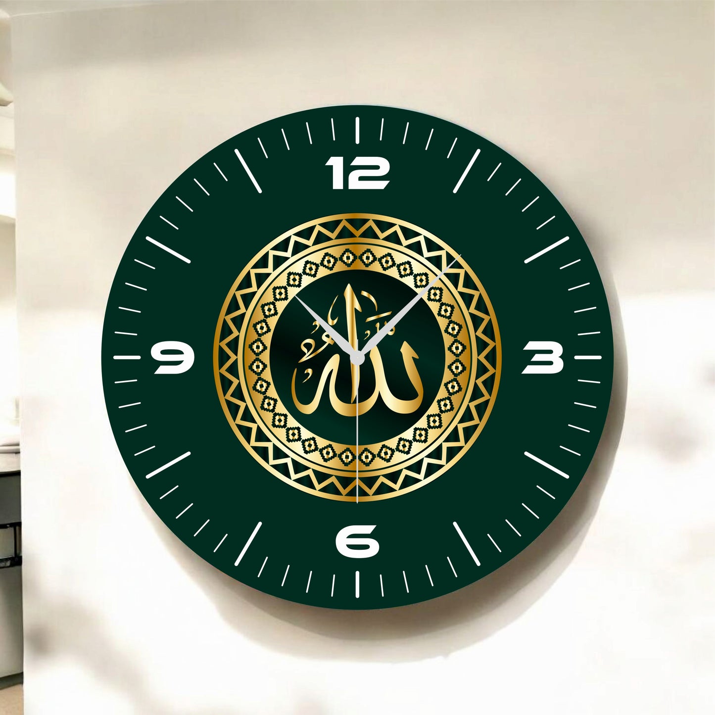 Renkli Baskı Dini Desenli Sayılı Hediyelik Ahşap Sessiz Tablo Duvar Saati