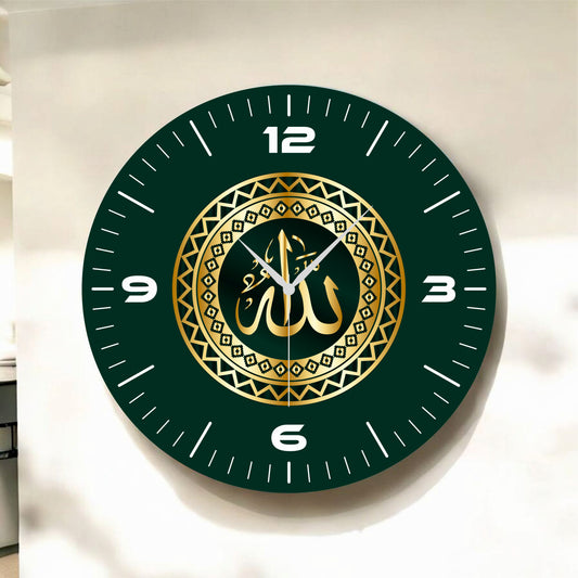 Renkli Baskı Dini Desenli Sayılı Hediyelik Ahşap Sessiz Tablo Duvar Saati