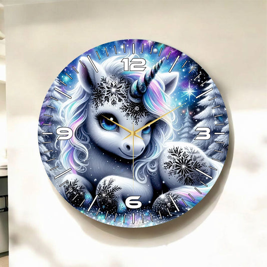 Renkli Baskı Çocuk Desenli Sayılı Hediyelik Ahşap Sessiz Tablo Duvar Saati