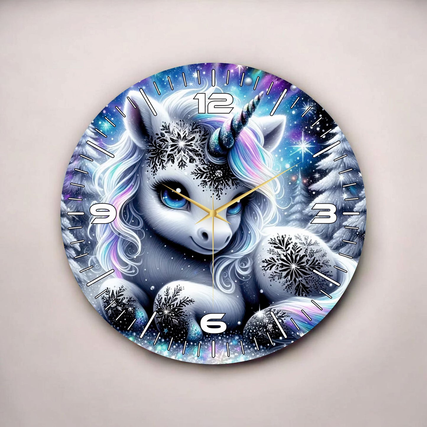 Renkli Baskı Çocuk Desenli Sayılı Hediyelik Ahşap Sessiz Tablo Duvar Saati