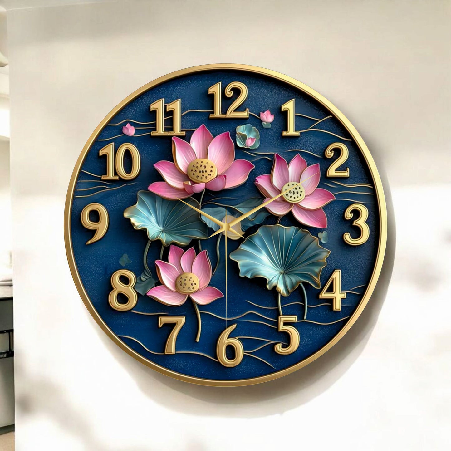 Renkli Baskı Çiçek Doğa Desenli Sayılı Hediyelik Ahşap Sessiz Tablo Duvar Saati