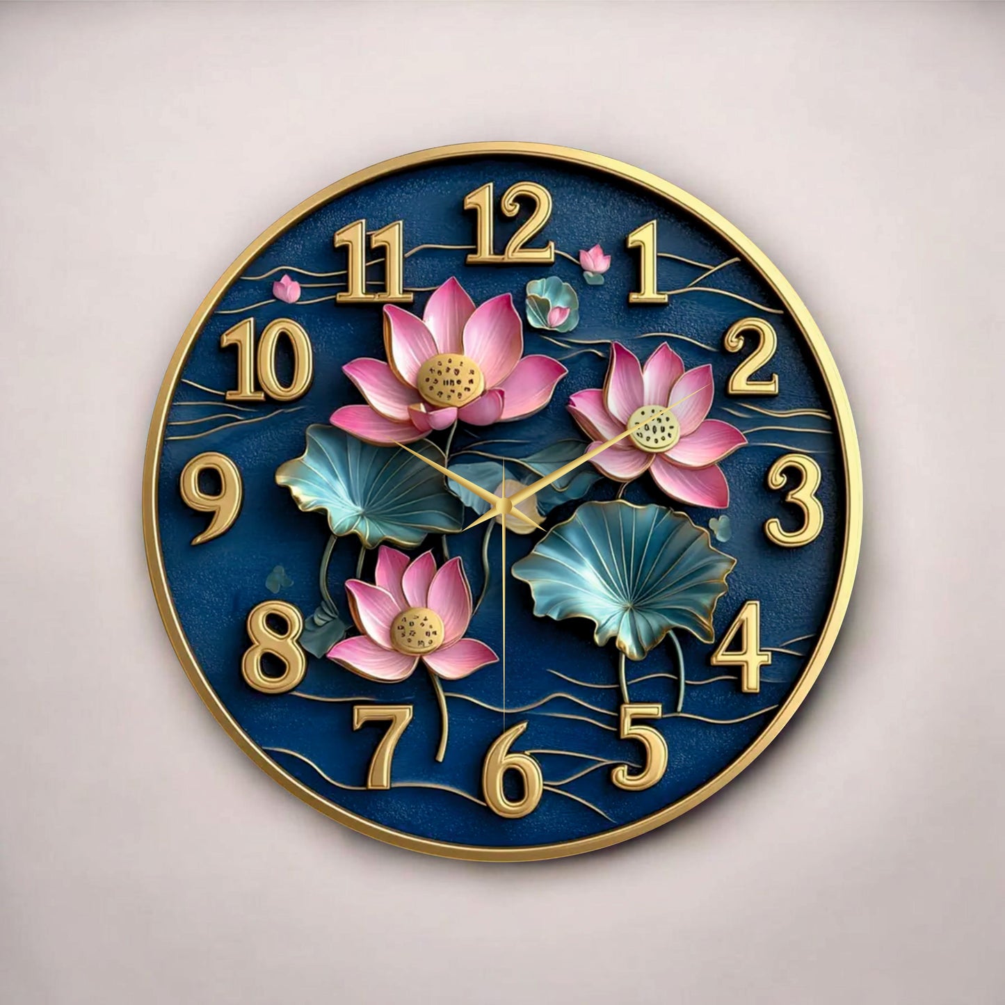 Renkli Baskı Çiçek Doğa Desenli Sayılı Hediyelik Ahşap Sessiz Tablo Duvar Saati