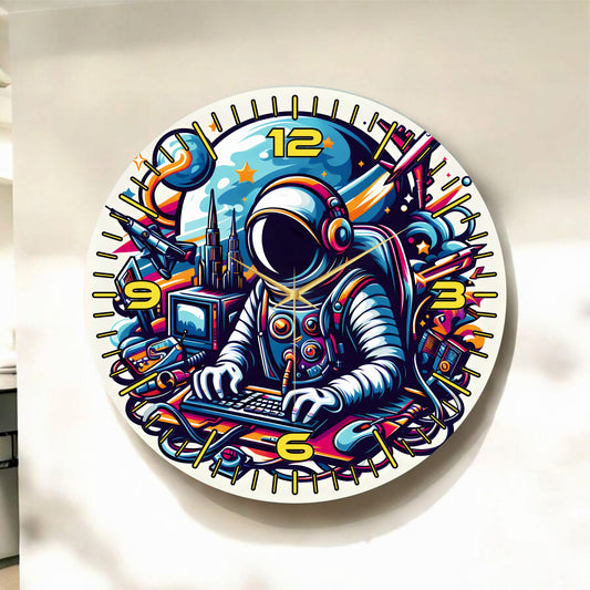 Renkli Baskı Gamer Oyuncu Desenli Sayılı Hediyelik Ahşap Sessiz Tablo Duvar Saati