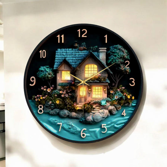 Renkli Baskı Desenli Sayılı Hediyelik Ahşap Sessiz Tablo Duvar Saati