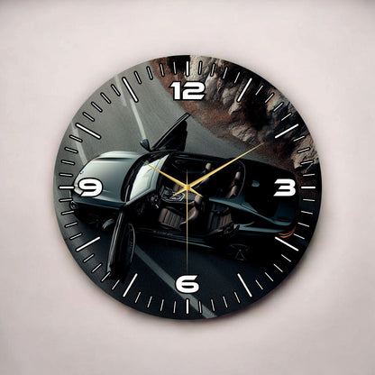 Renkli Baskı Araba Desenli Sayılı Hediyelik Ahşap Sessiz Tablo Duvar Saati