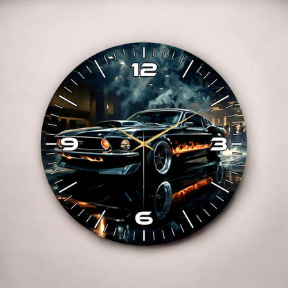 Renkli Baskı Araba Desenli Sayılı Hediyelik Ahşap Sessiz Tablo Duvar Saati