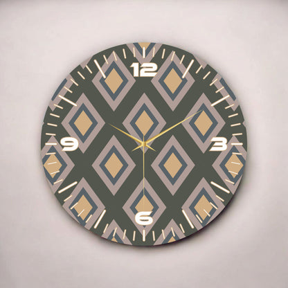 Sade Renkli Baskı Baklava Desenli Sayılı Hediyelik Ahşap Sessiz Tablo Duvar Saati