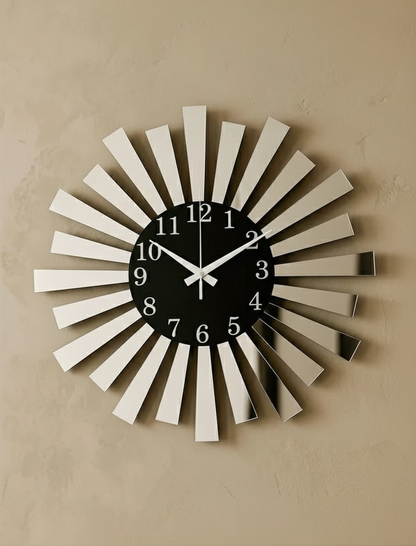 Ahşap Ceviz Mobilya Renk Desenli Hediyelik Sessiz Duvar Saati 50cm