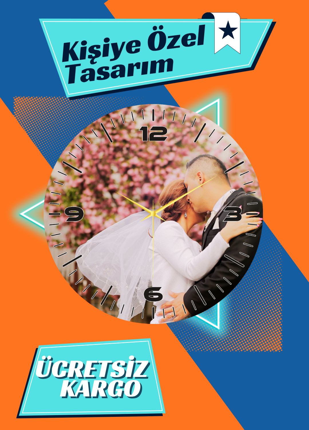 Kişiye Özel Tasarım Duvar Saati 45cm